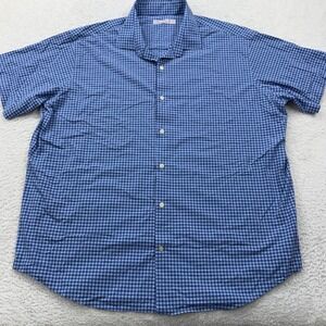 Peter Millar Featherweight Mens XXL Blue Gingham Short Sleeve Button Down Shirt